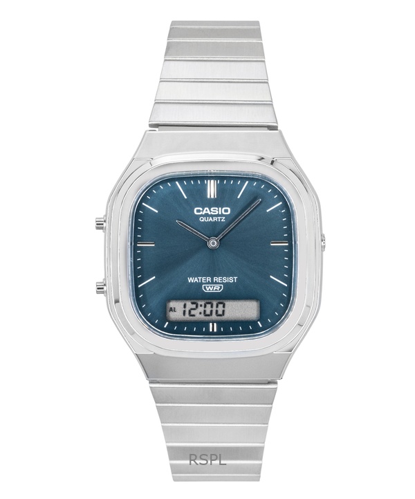 Casio Vintage Analog Digital Stainless Steel Sky Blue Dial Quartz AQ-240E-3A Unisex Watch