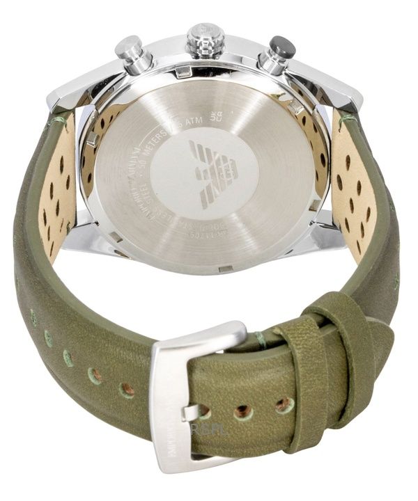 Emporio Armani Chronograph Green Leather Black And Silver Dial Quartz AR11709 Men's Watch
