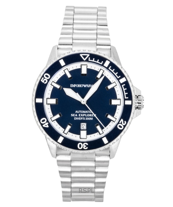 Emporio Armani Sea Explorer Stainless Steel Blue Dial Diver's Automatic AR60087 200M Men's Watch