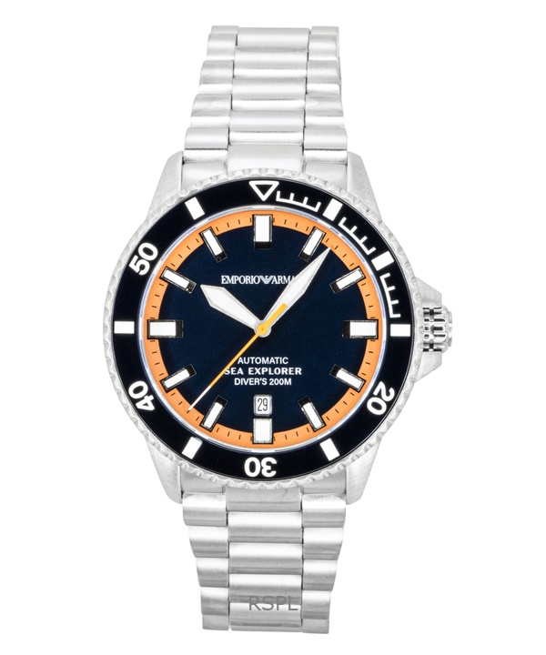 Emporio Armani Sea Explorer Stainless Steel Blue Dial Diver's Automatic AR60090 200M Men's Watch