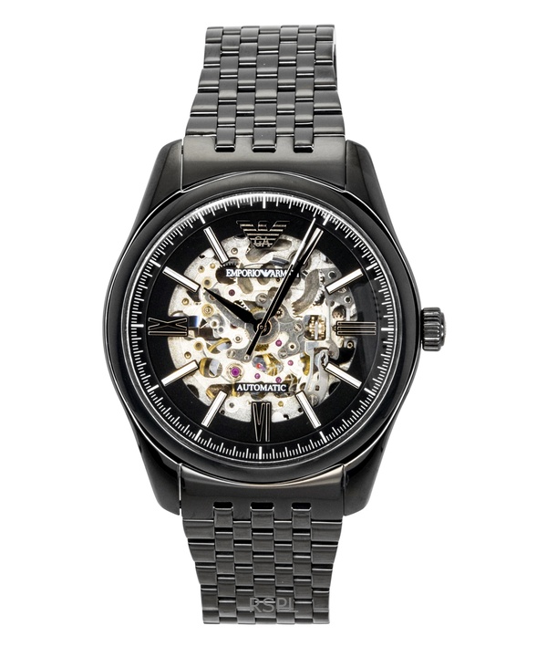 Emporio Armani Stainless Steel Black Skeleton Dial Automatic AR60093 Men's Watch