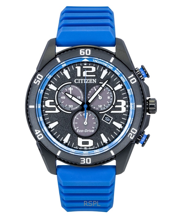 Citizen Brycen Chronograph Silicone Strap Black Dial Eco-Drive AT2586-05E 100M Men's Watch