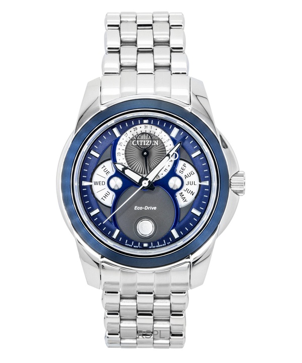 Citizen Calendrier Moon Phase Stainless Steel Blue Dial Eco-Drive BU0088-51H 100M Men's Watch
