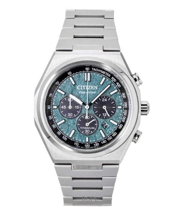 Citizen Zenshin Super Titanium Chronograph Green Dial Eco-Drive CA4610-85X 100M Men's Watch