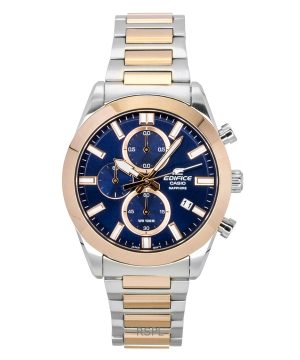 Casio Edifice Analog Chronograph Two Tone Stainless Steel Blue Dial Quartz EFB-710SG-2AV 100M Men's Watch