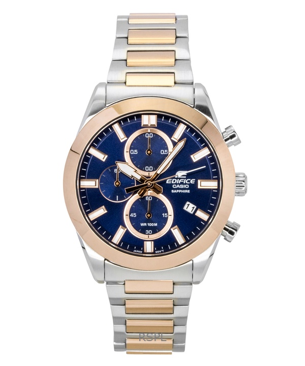 Casio Edifice Analog Chronograph Two Tone Stainless Steel Blue Dial Quartz EFB-710SG-2AV 100M Men's Watch 1 Casio Edifice Analog Chronograph Two Tone Stainless Steel Blue Dial Quartz EFB-710SG-2AV 100M Men's Watch