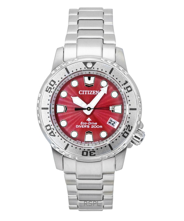 Citizen Promaster Dive Stainless Steel Red Dial Eco-Drive EO2027-50Z 200M Women's Watch