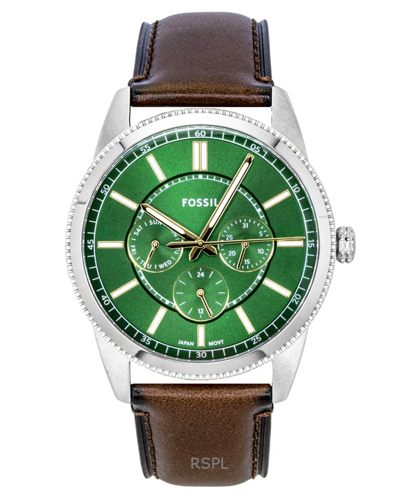 Fossil Pearson Multifunction Leather Strap Green Dial Quartz FS6137 Men's Watch