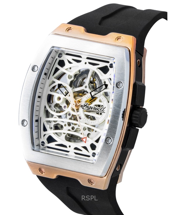 Ingersoll The Challenger PU Rubber Strap Silver Skeleton Dial Automatic I12302 Men's Watch 3 Ingersoll The Challenger PU Rubber Strap Silver Skeleton Dial Automatic I12302 Men's Watch