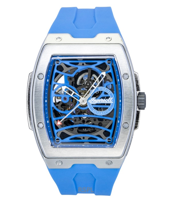 Ingersoll The Challenger Polyurethane Strap Blue Skeleton Dial Automatic I12308 Men's Watch