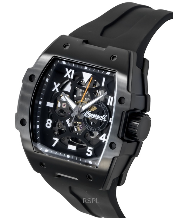 Ingersoll The Play Polyurethane Strap Black Skeleton Dial Automatic I15302 Men's Watch 3 Ingersoll The Play Polyurethane Strap Black Skeleton Dial Automatic I15302 Men's Watch