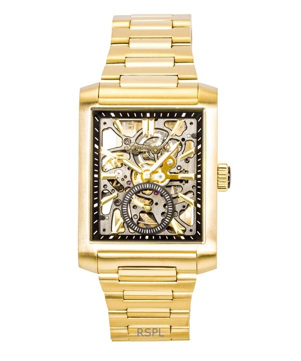 Ingersoll The Spur Gold Tone Stainless Steel Black Skeleton Dial Automatic I17002 Men's Watch