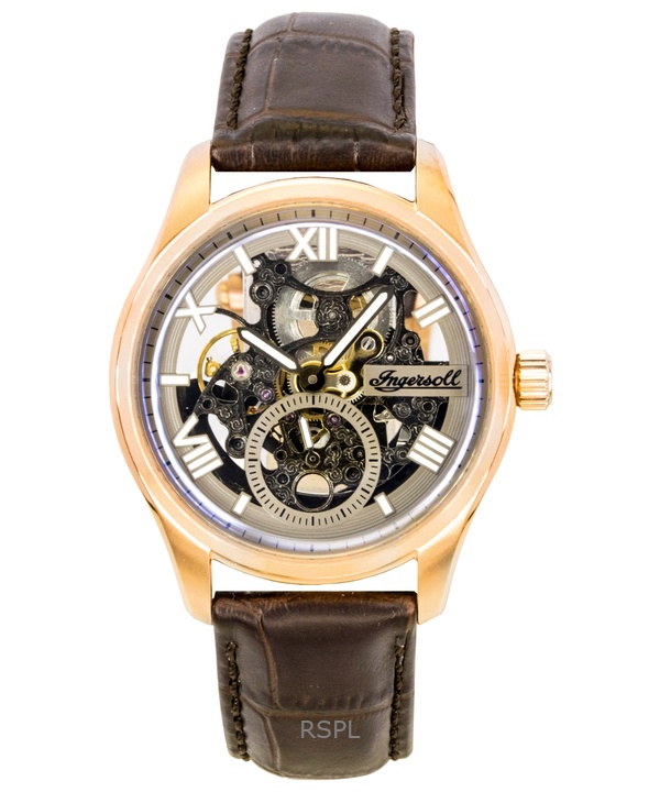 Ingersoll The Maverick Leather Strap Grey Skeleton Dial Automatic I17402 Men's Watch