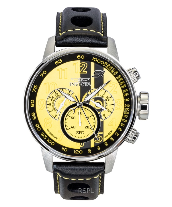 Invicta S1 Rally Chronograph GMT Leather Strap Yellow and Black Dial Quartz 48616 100M Men's Watch 1 Invicta S1 Rally Chronograph GMT Leather Strap Yellow and Black Dial Quartz 48616 100M Men's Watch