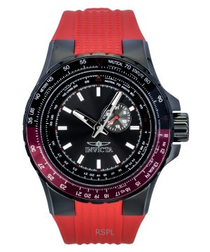 Invicta Aviator Red Silicone Strap Gunmetal Dial Quartz 49724 100M Men's Watch