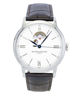 Baume & Mercier Classima Leather Strap Open Heart Silver Dial Automatic M0A10524 Men's Watch