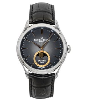 Baume & Mercier Clifton Leather Strap Moon phase Black Dial Automatic M0A10758 Men's Watch
