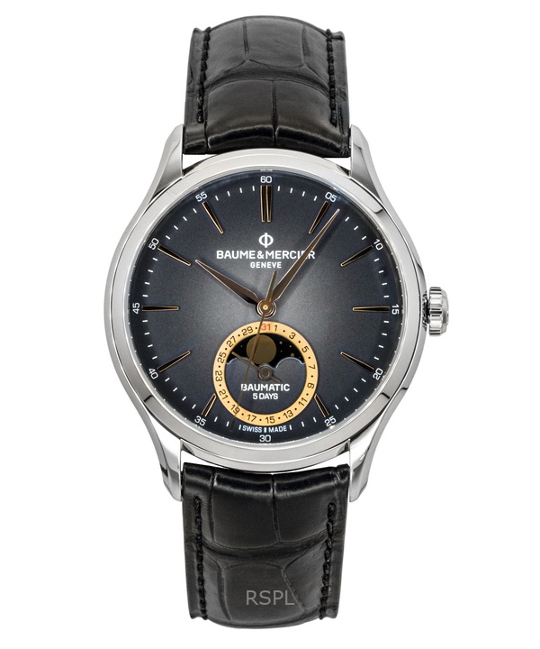 Baume & Mercier Clifton Leather Strap Moon phase Black Dial Automatic M0A10758 Men's Watch 1 Baume & Mercier Clifton Leather Strap Moon phase Black Dial Automatic M0A10758 Men's Watch