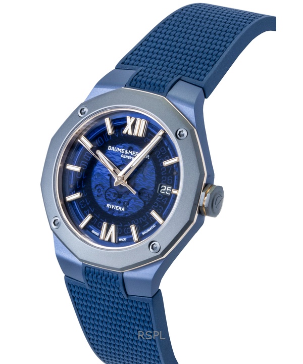 Baume & Mercier Riviera Rubber Strap Blue Dial Automatic M0A10769 100M Men's Watch 3 Baume & Mercier Riviera Rubber Strap Blue Dial Automatic M0A10769 100M Men's Watch