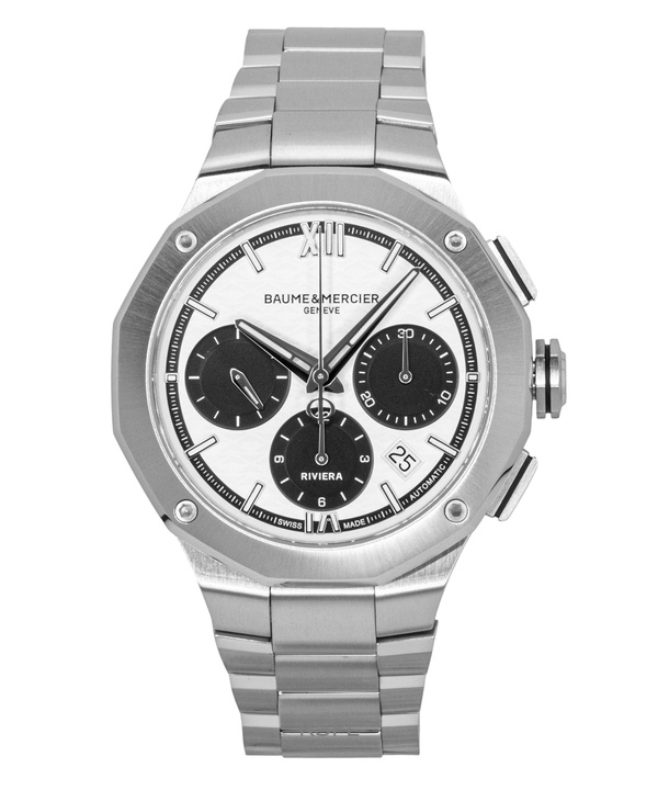 Baume & Mercier Riviera Chronograph Stainless Steel White Dial Automatic M0A10827 100M Men's Watch 1 Baume & Mercier Riviera Chronograph Stainless Steel White Dial Automatic M0A10827 100M Men's Watch