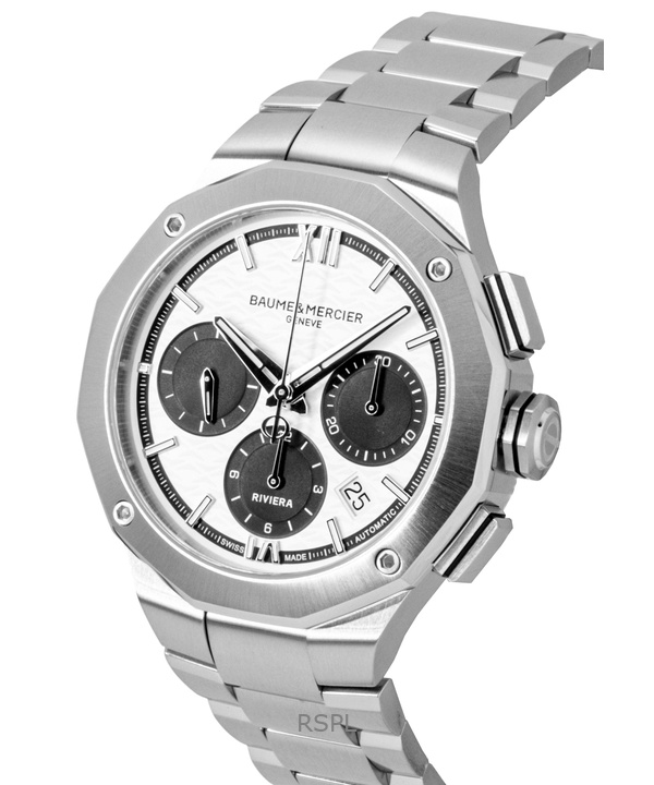 Baume & Mercier Riviera Chronograph Stainless Steel White Dial Automatic M0A10827 100M Men's Watch 3 Baume & Mercier Riviera Chronograph Stainless Steel White Dial Automatic M0A10827 100M Men's Watch