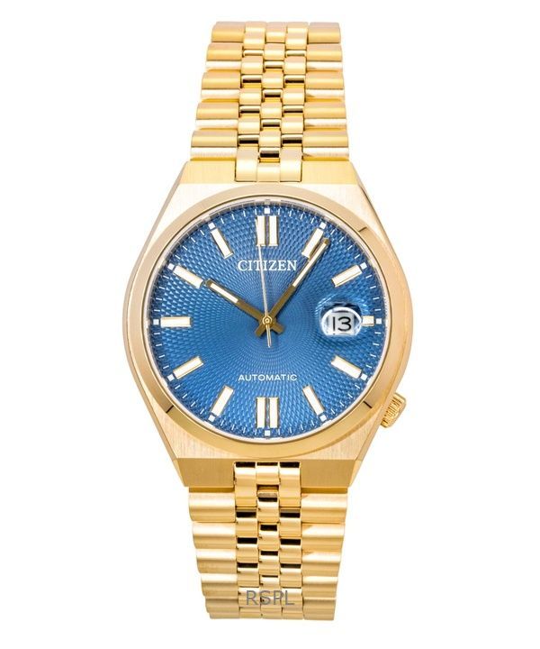 Citizen Tsuyosa 60 Rose Gold Tone Stainless Steel Blue Dial Automatic NK0023-57L 100M  Men's Watch