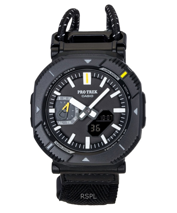 Casio Pro Trek Analog Digital Smartphone Link Fabric Strap Black Dial Solar PRJ-B001B-1 100M Men's Watch