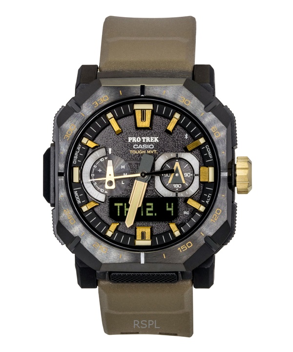 Casio Pro Trek Analog Digital Smartphone Link Brown Rubber Strap Black Dial Solar PRW-B1000-5 100M Men's Watch
