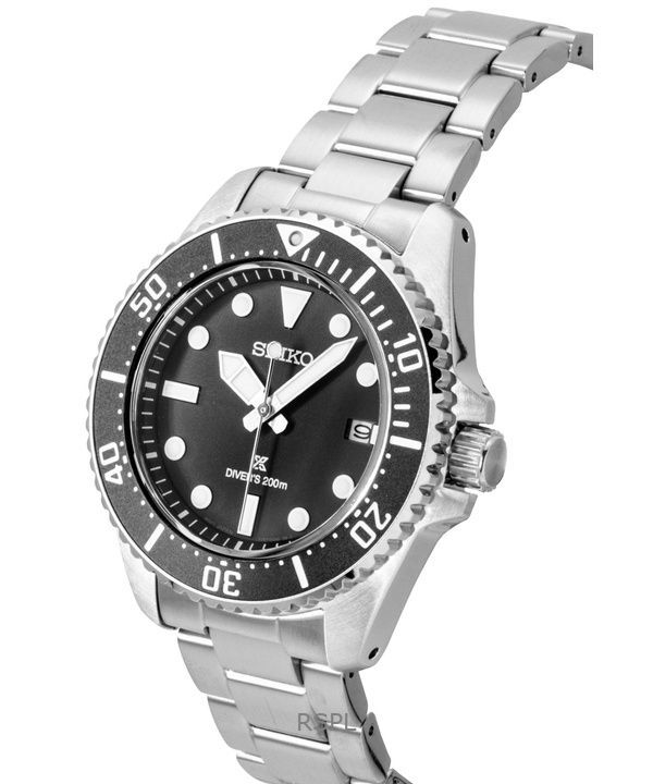 Seiko Prospex Stainless Steel Black Dial Solar Diver's SNE597P1 200M Men's Watch