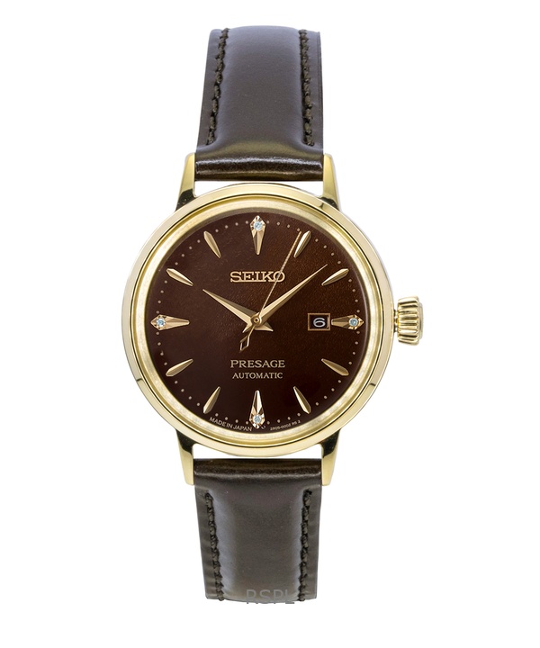 Seiko Presage Cocktail Diamond Accents Leather Strap Automatic SRE020J1 Women's Watch