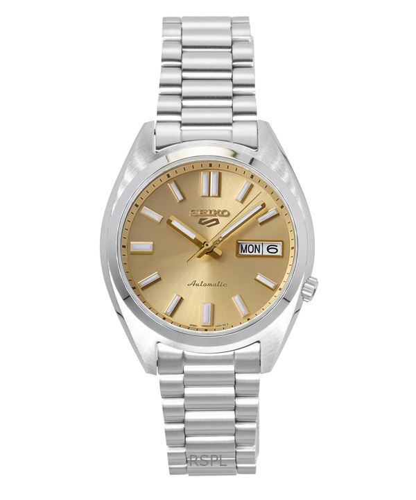Seiko 5 Sports SNXS Stainless Steel Gold Dial Automatic SRPL59K1 100M Men's Watch