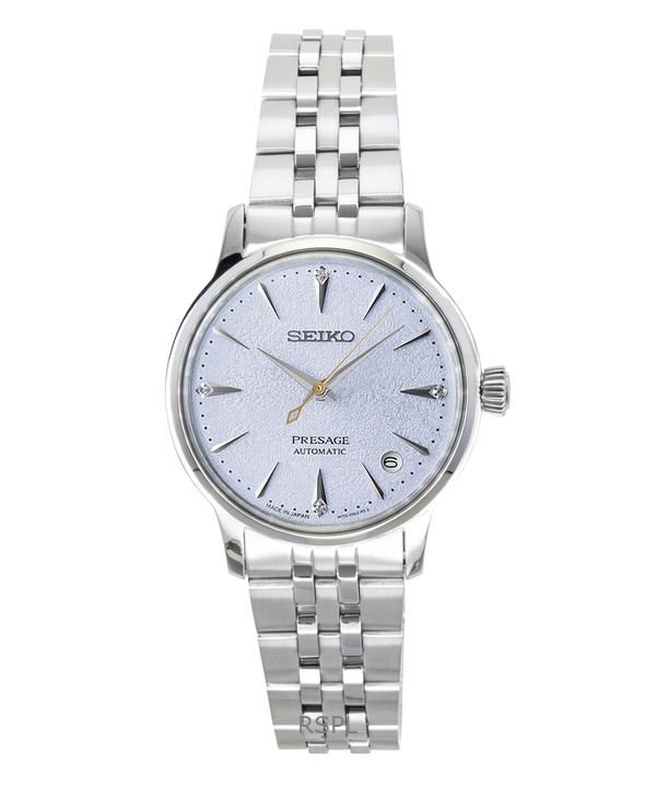 Seiko Presage Cocktail Diamond Accents Stainless Steel Light Blue Dial Automatic SRPL61J1 Women's Watch