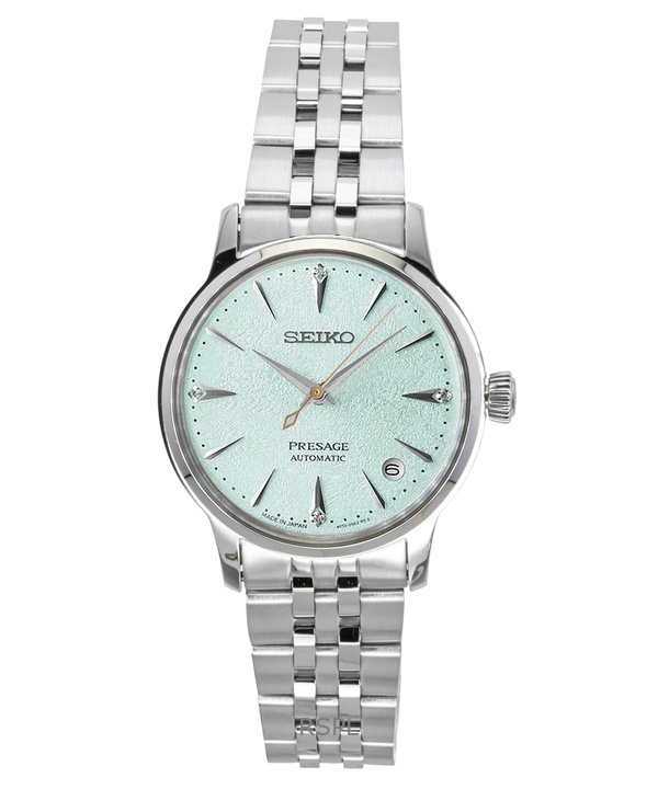 Seiko Presage Cocktail Diamond Accents Stainless Steel Mint Green Dial Automatic SRPL63J1 Women's Watch