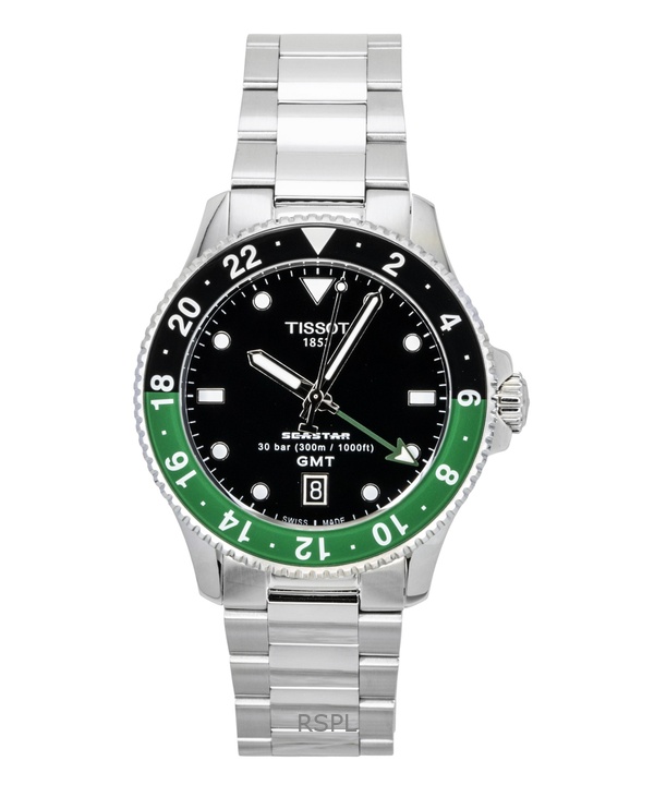 Tissot Seastar 1000 GMT Stainless Steel Black Dial Quartz Diver's T120.852.11.051.00 300M Men's Watch