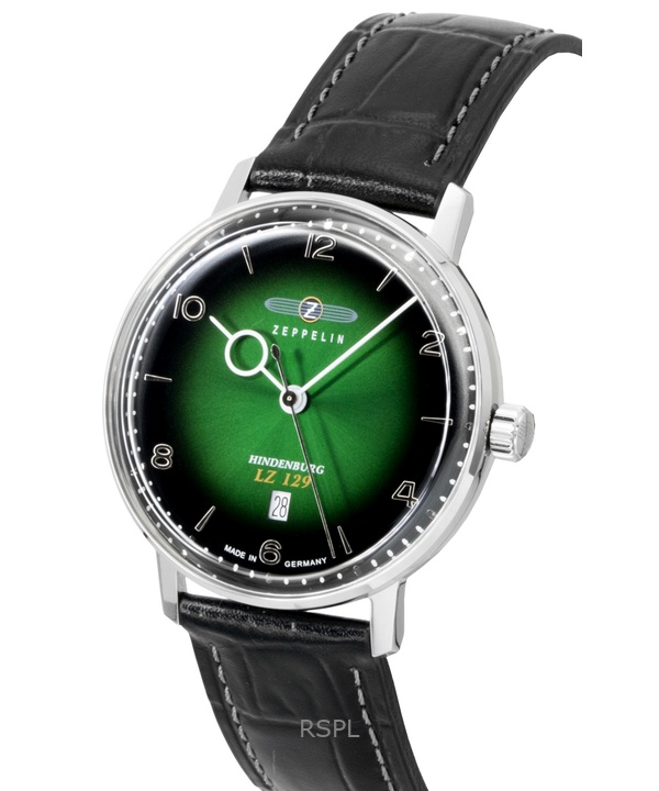 Zeppelin LZ 129 Hindenburg Leather Strap Green Dial Quartz 80484 Men's Watch 2 Zeppelin LZ 129 Hindenburg Leather Strap Green Dial Quartz 80484 Men's Watch